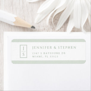 Sage Green Striped Wedding Address Labels