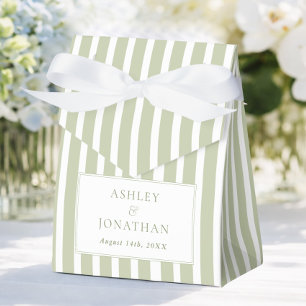 Sage Green Striped Wedding Favour Box