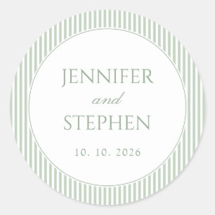 Sage Green Striped Wedding Stickers