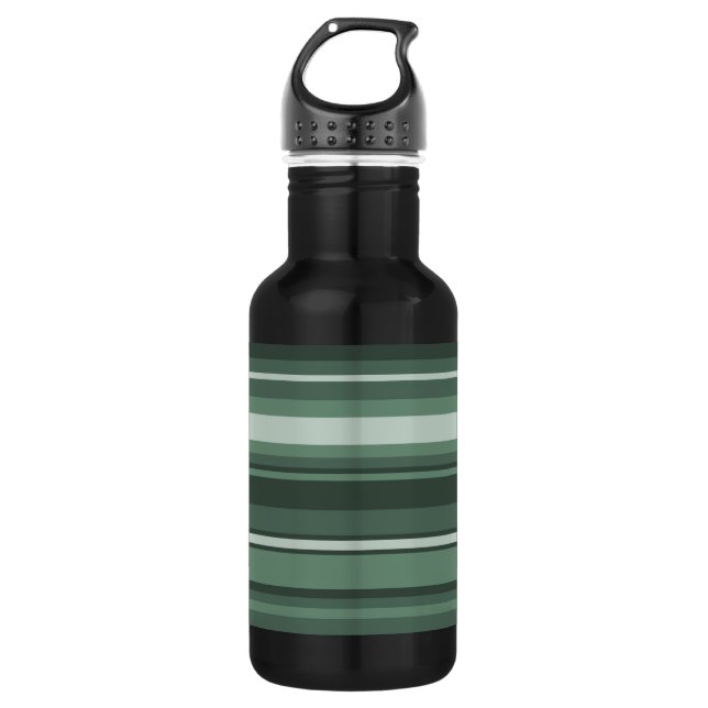 Sage green stripes 532 ml water bottle (Front)