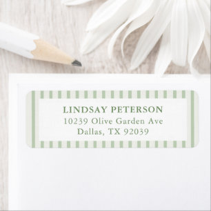 Sage Green Stripes Classic Wedding Return Address Label