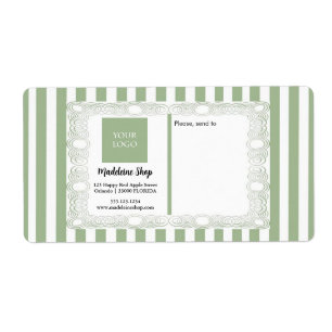 Sage Green Stripes & Curly Frame & Logo