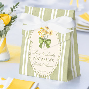 Sage green stripes elegant bridal shower favors favour box
