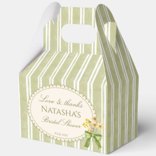 Sage green stripes elegant bridal shower favours favour box