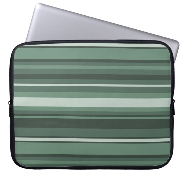 Sage green stripes laptop sleeve (Front)
