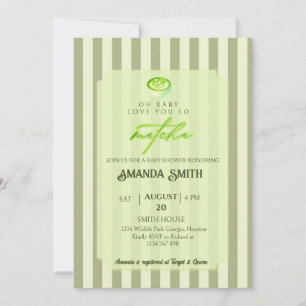 Sage Green Stripes Love You So Matcha Baby Shower Invitation