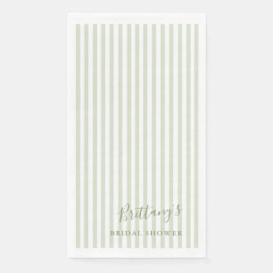 Sage Green Stripes Paper Napkin