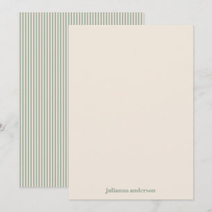 Sage Green Stripes Personalised Stationery Name Card