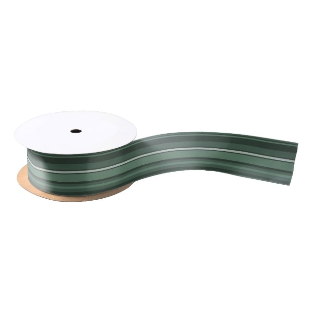 Sage green stripes satin ribbon (Spool)