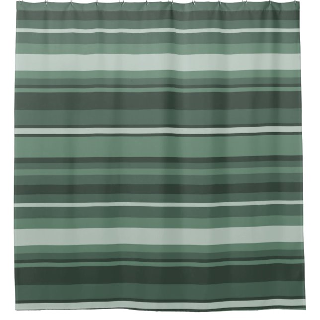 Sage green stripes shower curtain (Front)