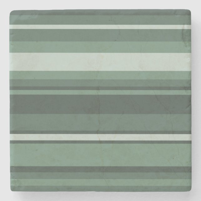Sage green stripes stone coaster (Front)