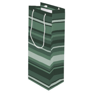 Sage green stripes wine gift bag