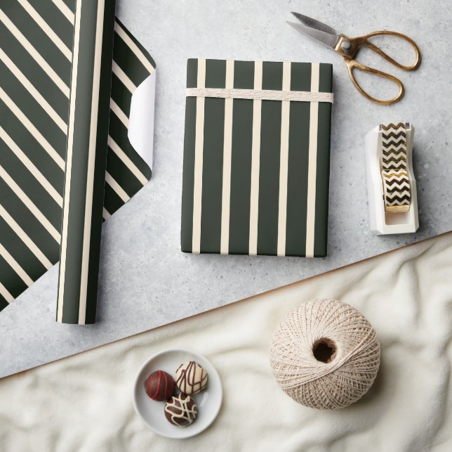 Sage Green Stripes Wrapping Paper (Crafts)