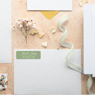 Sage Green Stylised Names Wedding Address Return Address Label