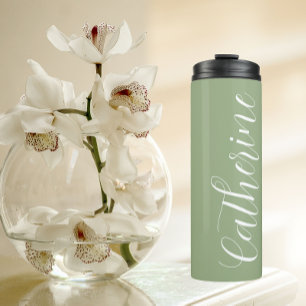 Sage Green Stylised Wedding Bridesmaid Thermal Tumbler
