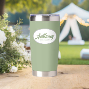 Sage Green Stylised Wedding Groomsman Insulated Tumbler
