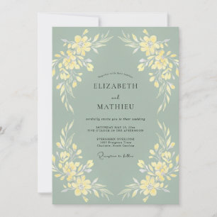 Sage Green Subtle Spring Wedding Invitation