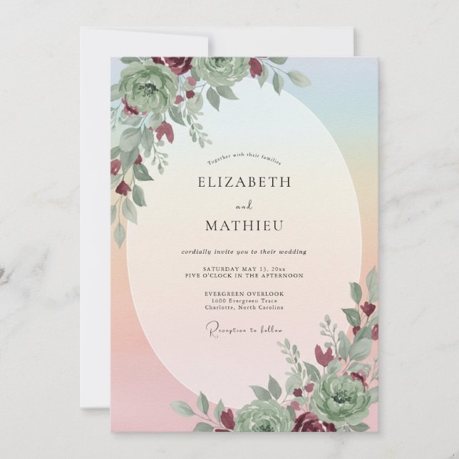 Sage Green Succulent Spring Wedding Invitation (Front)