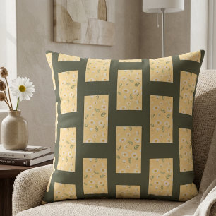 Sage Green Summer Nature Floral Pattern  Cushion