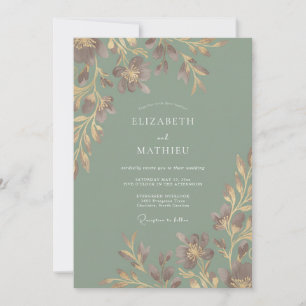 Sage Green Sumptuous Floral Wedding Invitation