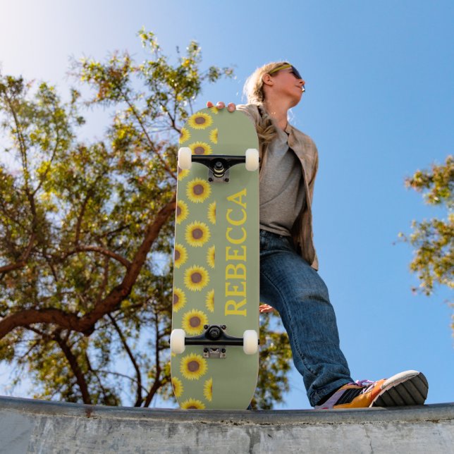 Sage Green Sunflower Skateboard (Outdoor 1)