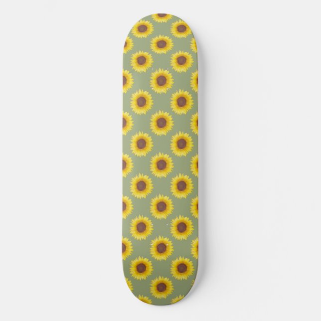 Sage Green Sunflower Skateboard (Front)
