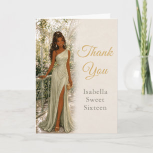 Sage Green Sweet Sixteen Thank You Card