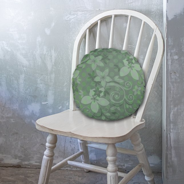 Sage Green Swirl Round Cushion (Creator Uploaded)