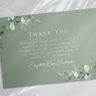 Sage Green Sympathy Eucalyptus Funeral  Thank You Card