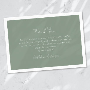 Sage Green Sympathy Funeral Thank You Card