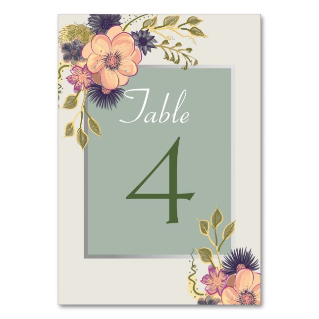 Sage Green Table Number (Front)