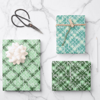 Sage Green tartan plaid Wrapping Paper Sheet