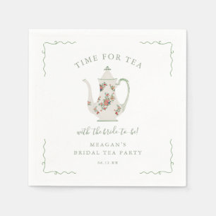 Sage Green Tea Bridal Shower Bridal Tea Party Napkin
