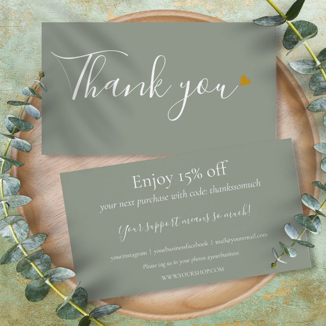 Sage Green Thank You For Shopping Discount Card (Sage Green Thank You For Shopping Discount Card)