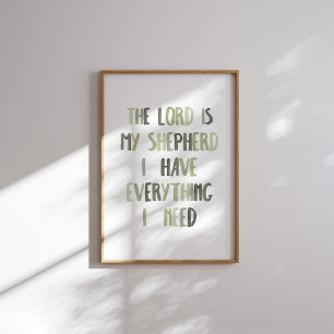 Sage green The lord is my shepherd poster