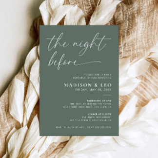 Sage Green The Night Before Rehearsal Dinner Invitation