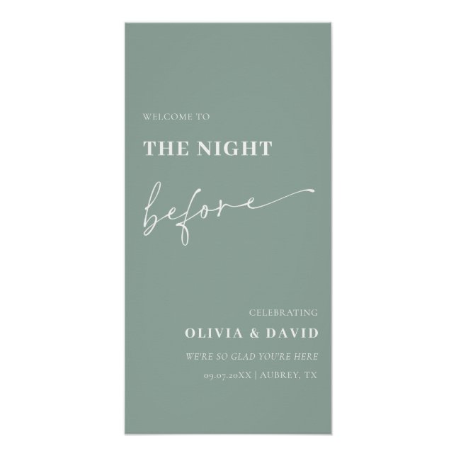 Sage Green The Night Before Rehearsal Dinner Sign (Front)