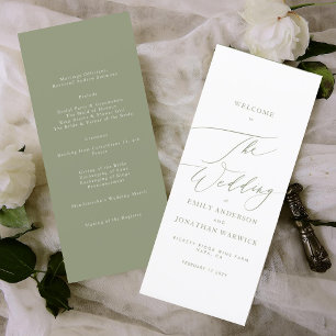 Sage Green The Wedding Modern Calligraphy Wedding Program