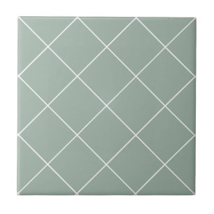 Sage Green Thin Diamond Grid Tile