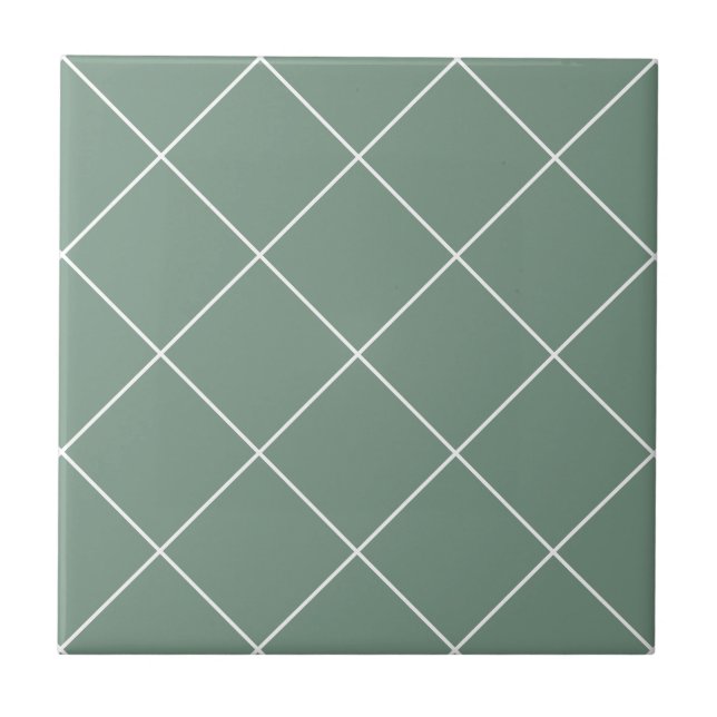 Sage Green Thin Diamond Grid Tile (Front)
