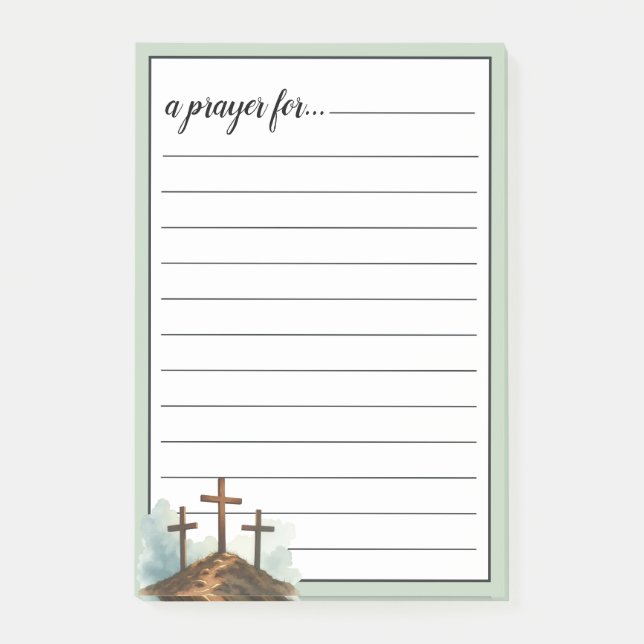 Sage Green Three Crosses War Room Prayer Post-it Notes (Front)