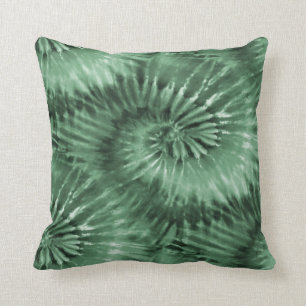 Sage Green Tie Dye Starburst Spiral Retro Cushion
