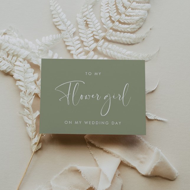 Sage green To my Flower girl wedding day card (Creator Uploaded)