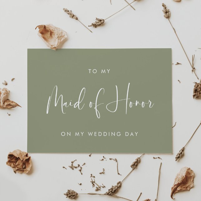 Sage green To my Maid of Honour wedding day card (Creator Uploaded)