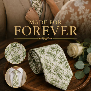 Sage Green Toile Floral  Tie
