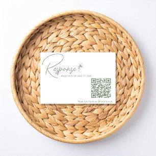 Sage Green Toile QR Code RSVP  Card