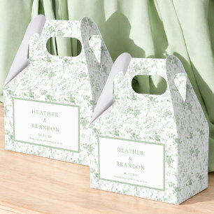 Sage Green Toile Vintage Floral Wedding Favour Box