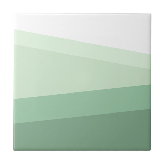 Sage Green Tones Geometric Pattern Ceramic Tile (Front)