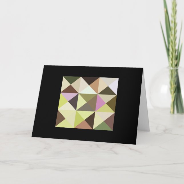 Sage Green Tones Quilt Square Geometric Note Card (Front)