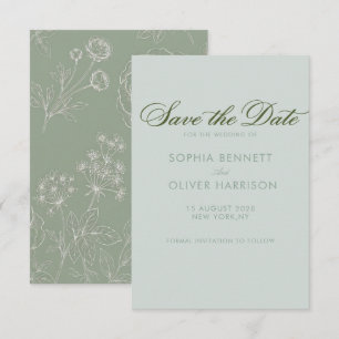 sage green topography elegant simple classy save the date